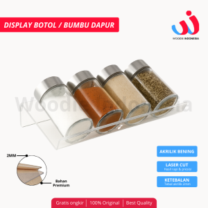 Display Akrilik Bumbu Dapur Pajangan Akrilik Tempat Bumbu Dudukan Rak Botol Multifungsi