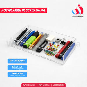 Kotak Akrilik Tempat Penyimpanan Obat-obatan, Uang Kasir, Alat Tulis & Aksesoris 15x10x3