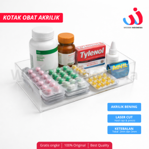 Kotak Akrilik Tempat Penyimpanan Obat-obatan, Uang Kasir, Alat Tulis & Aksesoris 20x10x5