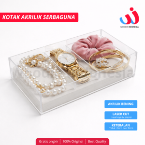 Kotak Akrilik Tempat Penyimpanan Obat-obatan, Uang Kasir, Alat Tulis & Aksesoris 10x10x5