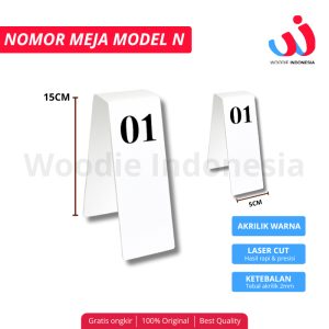 Nomor Meja Akrilik Papan Tanda Nomor Meja Tinggi 15 CM Lebar 5 CM / Nomor Meja Akrilik Berbentuk N