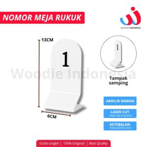 Nomor Meja Akrilik Berdiri Dua Sisi Ketebalan 2mm